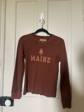 American Eagle Outfitters Waffle Knit Long Sleeve Top - Rust Brown